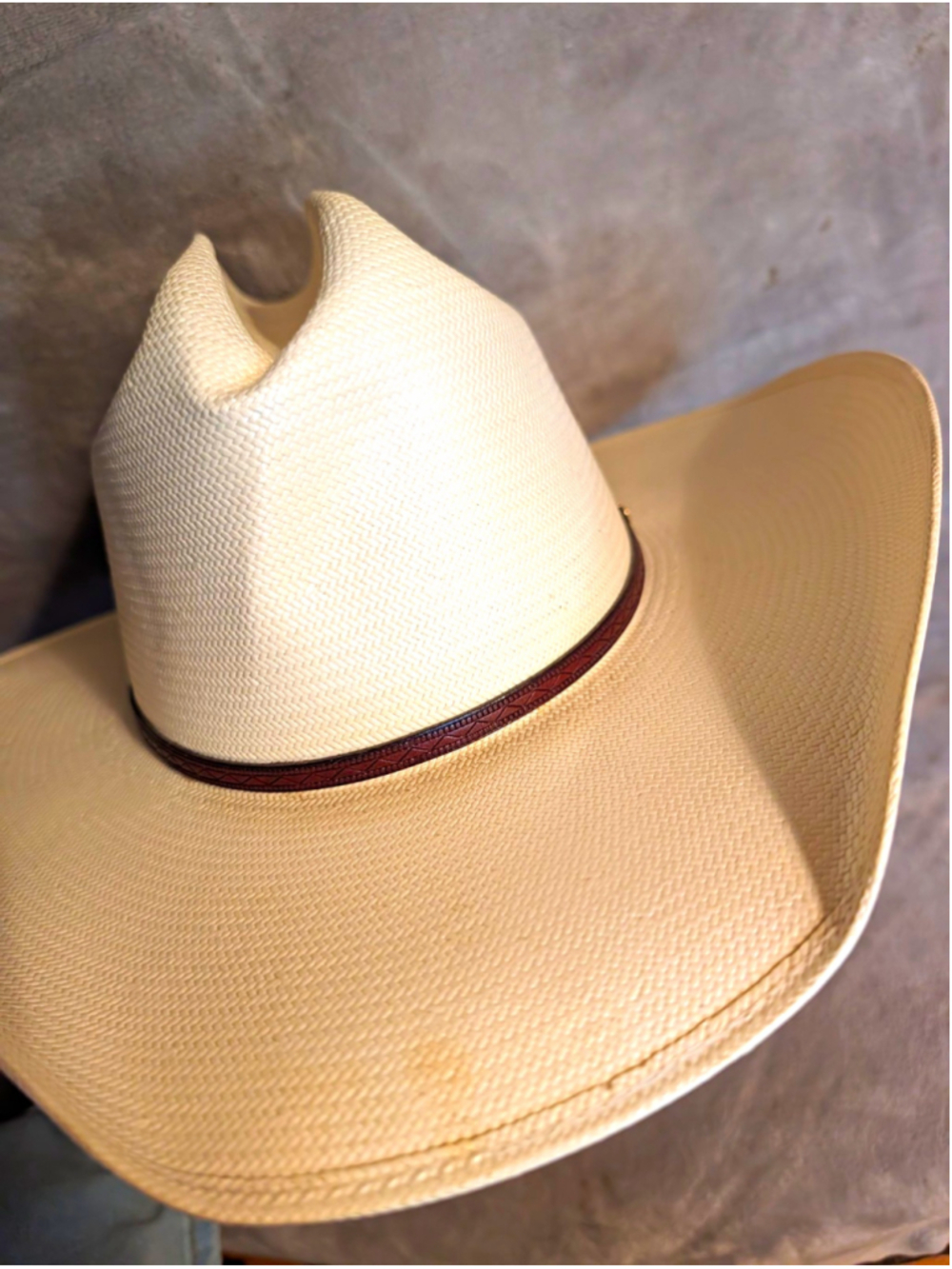 VTG Stetson 7X Genuine Shantung Panama Cowboy Hat 7 1/4 58 USA Box Wyoming read